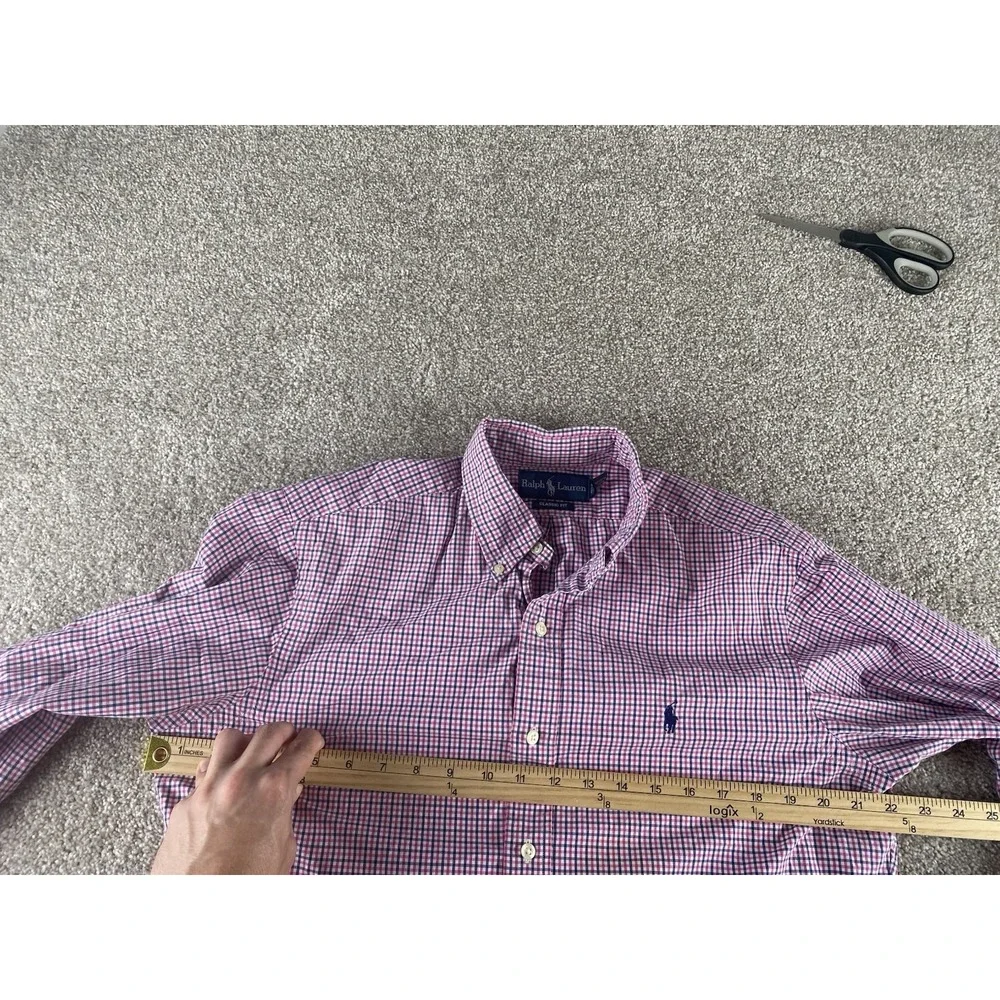 Polo Ralph Lauren Pink/Blue Plaid Gingham Shirt 15.5-34/35 Mens M Cotton Pony